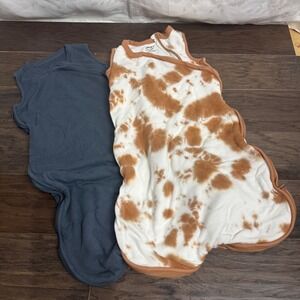 Goumi Kids Swaddle Sleep Sack Bundle 2 Medium 6-12M Cow Print Grey